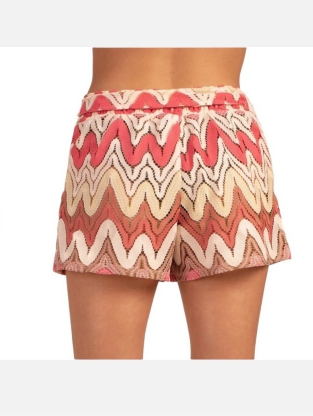 Trina Turk Palisades Chevron Crochet Cover-up Shorts White Geranium Size XS - Picture 4 of 16
